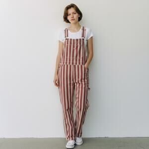 Purcell Workwear Cotton Striped Overalls Red White Utility Size 6 NWOT